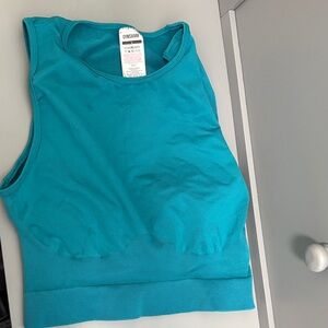 Gymshark SWEAT SEAMLESS MIDI TANK size large teal